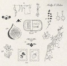 an old drawing of various items from the early 1900's