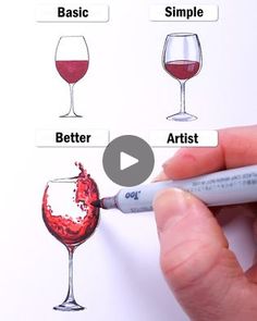 someone is drawing wine glasses with markers on the paper and then using them to write their names