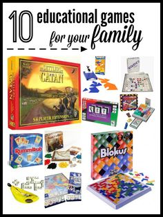 the 10 educational games for your family to play on their own board game boards, cards, and more