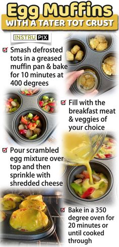 the instructions for making egg muffins are shown