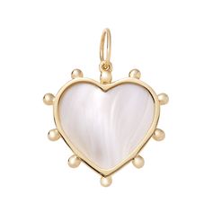 This pendant marries two of our favorite things: Mother of Pearl and hearts. 14k Yellow Gold1.88ct Mother of PearlSIZE: 21x21mm Add this charm to a chain you own, or choose from our 16 inch Thin Helix, Thick Helix or Paperclip Chain! Pearl Heart, Forever Jewelry, Stationery Accessories, Back Jewelry, Body Jewellery, Gift Card Sale, Pearl Size, Helix, Paper Clip