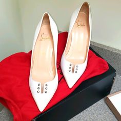 100% Authentic Nwt Christian Louboutin Predupump 85mm Nappa/Patent Leather. Color: White/Red Soles. No Longer Sold In Stores Or Online. Comes In Original Box With Dust Bag. Luxury White Heels With Reinforced Heel, Luxury White Court Shoes For Wedding, Luxury White Wedding Court Shoes, Luxury White Court Shoes With Deep Heel Cup, White Luxury Court Shoes With Round Toe, Luxury White Court Shoes With Round Toe, White Heels With Red Sole For Evening, Luxury White Court Shoes With Padded Heel, Designer White Heels For Office