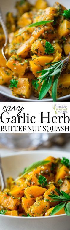 this is an image of garlic herb butternut squash