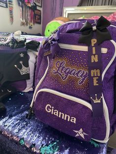 a purple bag with the word princess on it