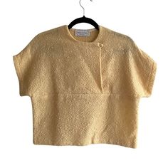 Hand Woven By Mary Birtles Crew Neck Short Sleeve Cropped Sweater Soft Yellow No Size Tag. Please Go By Measurements. Could Fit A Range Of Sizes Depending On How You Like Fit Approximate Measurements Pit To Pit 19” Length 19” Nwot Handmade, Hand Knitted, Spring, Summer, Lightweight, Vintage, Zara, Top, Popover, Shirt, Sweater, Boho, Feminine, Delicate, Wool, Anthropologie Country Cottagecore, Pink Crew Neck Sweater, Short Faux Fur Jacket, Cable Knit Sweater Womens, Sleeveless Sweater Vest, Bow Sweater, Layered Sweater, Sweater Layering, Waffle Knit Top