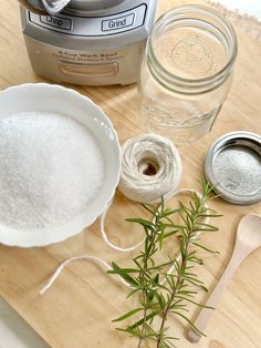 ingredients to make homemade sugar scrubs on a cutting board