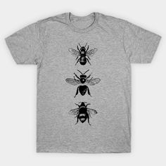 3 bees -- Choose from our vast selection of Crewneck and V-Neck T-Shirts to match with your favorite design to make the perfect graphic T-Shirt. Pick your favorite: Classic, Boxy, Tri-Blend, V-Neck, or Premium. Customize your color! For men and women.