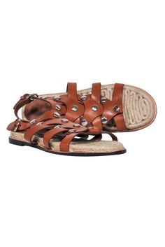 Current Boutique-Sigerson Morrison - Brown Strappy Espadrille Sandals w/ Silver Studs Sz 6 Fringed Dress, Closure Weave, Espadrilles Style, Best Flats, Buy Shoes Online, Espadrille Sandals, Wide Brimmed Hats, Brim Hat, Ankle Straps