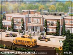 The Sims Resource - Copperdale High School (NO CC) Sims 4 High School, Lotes The Sims 4, The Sims 4 Lots, Die Sims 4, Play Sims, Sims Building, Casas The Sims 4