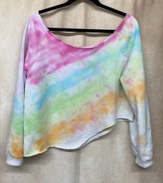 Upcycled by Jordigans, One of a kind tie dye angled cut sweatshirt. Tie Dye Fashion, Cut Sweatshirts, Batik, Gender Neutral, Tie Dye, Adult Outfits, Dye, Bathing Beauties