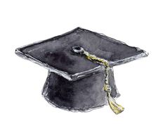 a drawing of a graduation cap with a tassel hanging from it's side