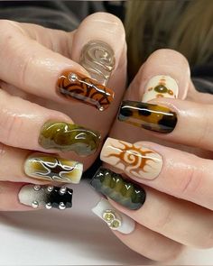 Hippie Nails, Punk Nails, Grunge Nails, Smink Inspiration, Really Cute Nails, Dream Nails, Fire Nails, Funky Nails, Dope Nails