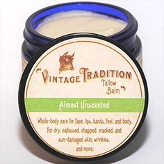 Amazon.com : Vintage Tradition Beef Tallow All Purpose Balm – Healing, Hydrating Mild Scent Skin Care Salve Replaces Body Lotion, Hand Cream, More – Essential Oil, Olive Oil, and Grass-Fed Tallow, 2 fl. oz. : Beauty & Personal Care Tallow Skin Care, Tallow Balm, Natural Beauty Treatments, Beef Tallow, Sun Damaged Skin, Coconut Oil For Skin, Dry Skin Care, Beauty Makeup Tips, Skin Care Recipes