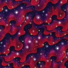 an abstract background with stars and swirls in red, purple and blue colors on a dark night sky