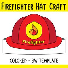 a firefighter hat with the words colored - by - template on it and an image of a fireman's helmet