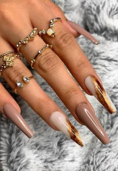 Brown Color Nails, Edgy Nails, Dope Nail Designs, Fall Acrylic Nails, Color Nails, Exotic Nails, Neutral Nails, Square Acrylic Nails