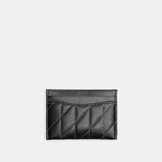 Crafted of quilted plush ultra-soft leather detailed with our Signature hardware this case has four card slots and a center compartment to hold more cards or cash. Slip it in your pocket or stash inside your bag. | Coach Essential Card Case With Pillow Quilting - Women's - Pewter/black Coach Rectangular Card Holder With Coin Pocket, Elegant Coach Card Holder With Card Slots, Luxury Coach Card Holder With Card Slots, Classic Coach Card Holder, Coach Rectangular Card Holder For Everyday, Classic Coach Rectangular Card Holder, Luxury Coach Coin Purse With Card Slots, Elegant Quilted Rectangular Wallet, Coach Rectangular Card Holder With Rfid Blocking