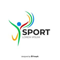 the logo for a sport company, consisting of two people with arms in the air