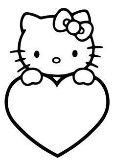 a hello kitty sitting on top of a heart with her head in the shape of a heart