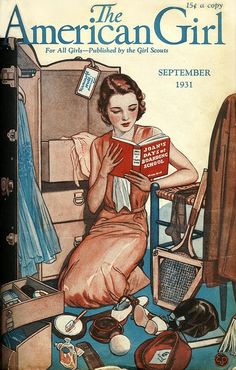 the american girl magazine cover with a woman reading