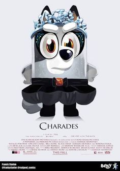 the poster for charadess features a panda in a tuxedo