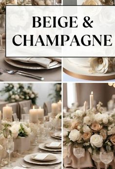 Grey And Champagne Wedding Colors, Minimalist Champagne Wedding, Wedding With Champagne Colors, Spring Champagne Wedding, Cream Champagne Gold Wedding, Champagne Motif Wedding, Beige Wedding Color Palette, Shades Of Nude Wedding Theme, Romantic Ballroom Wedding