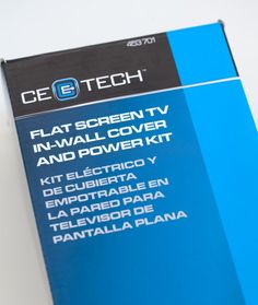 an advertisement for the ce tech flat screen tv in wall cover and power kit is shown