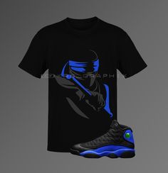 This t-shirt inspired by the Jordan 13 Retro 'Hyper Royal' colorway is everything you've dreamed of and more. It feels soft and lightweight, with the right amount of stretch. It's comfortable and flattering for both men and women. This Jordan inspired design is perfect for sneakerheads everywhere!  * 100% combed and ring-spun cotton (Heather colors contain polyester) * Ash color is 99% combed and ring-spun cotton, 1% polyester * Heather colors are 52% combed and ring-spun cotton, 48% polyester * Black And Royal Blue Outfit, Blue Sporty T-shirt With Graphic Design, Blue Sporty Streetwear Shirt, Blue Sporty Shirt For Streetwear, Sporty Blue Shirt For Streetwear, Blue Graphic Design Shirt For Streetwear, Blue T-shirt With Sublimation Print For Streetwear, Blue Sublimation Print T-shirt For Streetwear, Sporty Blue Shirt With Sublimation Print