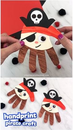 handprint pirate craft for kids that is easy to make and looks great on the table