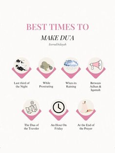 the best times to make dua info sheet with different types of things on it