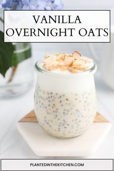 vanilla overnight oats in a glass jar