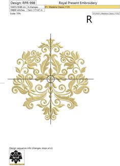 the royal crest embroidery pattern is shown in gold