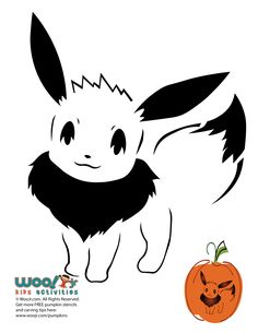 a black and white drawing of a pikachu next to a jack - o - lantern