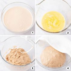 four images showing how to make the batter for cake