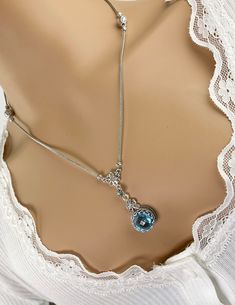 "Genuine Sky Blue Topaz Gemstone 925 Sterling Silver Handmade Artisan Crafted Adjustable Necklace offered as 17, 19 and 20\" + 2\" Ext Women Jewelry Gifts Boxed for Her Material: 925 Solid Sterling Silver, 925 Stamped Genuine Sky Blue Topaz Gemstone Dimensions: 12 mm Round , Approximate Total Carat Weight: 6 Necklace Weight: Approximately 16.3 grams Necklace Length: 17 Inches +2\", 19\"+2 Inches and 20 inches + 2 inches extender (Total wearable length: 19,21 or 22 inches) Center Piece Length: 1. Blue Topaz Gemstone, Fine Silver Jewelry, Sky Blue Topaz, Adjustable Necklace, Topaz Gemstone, Gorgeous Necklaces, Handmade Artisan, Jewelry Gift Box, Necklace Length