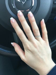 Longer French Tip Nails, Regular French Manicure, French Tip Nails Classic Square, Elegant Shellac Nails, Short French Tip Polygel Nails, French Tip Gel Extensions, Rounded Square Nails French Tip, Classic French Tip Nails Acrylics, No Chip French Manicure