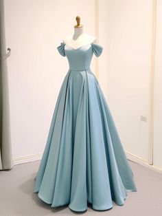 Dress Blue Long, Blue Long Prom Dress, Satin Long Prom Dress, Prom Dress Blue, Dresses Formal Elegant, Long Evening Dress, Evening Dress Fashion, فستان سهرة, Pretty Prom Dresses