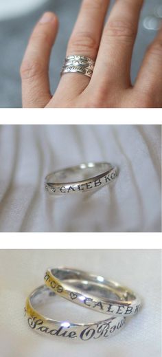 Child's name and date of birth on the ring. Wow. Birth Ring, Ring Name, Jewellery Wire, The Bling Ring, Engraved Ring, Date Of Birth, Beating Heart, Pretty Jewelry, Fun Gifts