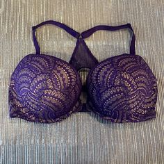 Victoria's Secret Very Sexy Razor Back Push Up Bra, Never Worn, Brand New Without Tag Purple Push-up Bra With Padded Cups, Victoria's Secret Purple Bra For Party, Victoria's Secret Purple Party Bra, Purple Underwire Bra With Lined Body, Victoria's Secret Purple Bra With Built-in Bra, Victoria's Secret Purple Underwire Bra, Victoria's Secret Purple Padded Bra, Stretch Purple Bra With Padded Cups, Purple Stretch Bra With Padded Cups