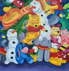 a painting of many different cartoon characters