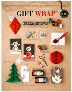 a magazine cover with various items on it and the words gift wrap written in chinese