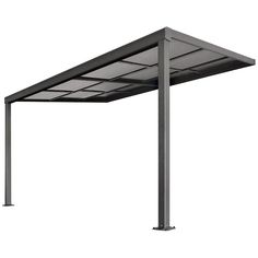 a metal structure with an awning over it