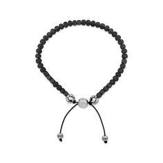 Level up his weekend wardrobe with this hematite bead bolo bracelet. Stainless steel with black ion plating Chunky 4mm hematite beads are a casual touch Brush-finished stainless steel beads are decorated in black ion plate The cord and sliding bolo clasp allow the bracelet to adjust to 10.5 inches Modern Black Jewelry With Sliding Knot, Adjustable Gunmetal Bracelet For Everyday, Modern Adjustable Jewelry With 8mm Beads, Adjustable Minimalist Gunmetal Bracelet, Adjustable Black Hematite Bracelets, Adjustable Black Hematite Beaded Bracelets, Adjustable Hematite Bracelets, Adjustable Magnetic Jewelry For Everyday Wear, Adjustable Magnetic Jewelry For Everyday