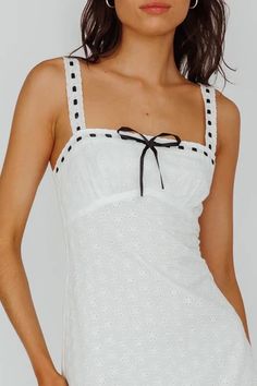 Shop the Sunbeam Eyelet Embroidery Midi Dress White | Selfie Leslie Fitted Sleeveless Midi Dress With Broderie Anglaise, Sleeveless Fitted Midi Dress With Broderie Anglaise, Sleeveless Eyelet Midi Dress For Summer, Fitted Eyelet Midi Dress For Summer, Embroidery Bow, Selfie Leslie, Midi Dress White, Eyelet Embroidery, Grad Dresses