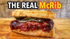 the real mcrib sandwich with ketchup and onions