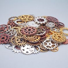 This item is for 100 gram gears.(sold in gram, 100g includes around 80pcs antique gears) Daimeter: 10-30 mm / 0.4-1 inches(sizes may send randomly) Color: mixed, antique gold, antique silver, bronze, copper Material: metal SKU: 923-B895 Note: we have a lot of patterns,it is send by random according to our stock,pictures will not 100% representative of what you receive,hope you can understand,thanks! This item is for 100 gram gears.(sold in gram, 100g includes around 80pcs antique gears) Daimeter Steam Punk Diy, What Is Steampunk, Mechanical Gears, Steampunk Watch, Steampunk Gears, Steampunk Diy, Bronze Jewelry, Steampunk Costume, Steampunk Clothing