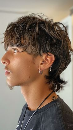 Howl with Style: 25 Trending Wolf Cut Hairstyles for Men Mans Wolfcut, Men's Haircuts For Straight Hair, Wolfcut Hairstyle Mens, Unique Mens Haircut, Shaggy Modern Mullet, Soft Mullet Medium Hair, Long Hair Men With Bangs, Unique Haircuts Men, Men’s Modern Haircut