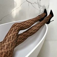 Fierce luxury tight sold by Boujee Fashion Style on Storenvy Fendi Tights, Queen Outfit, Lace Gloves, Letter Embroidery, Fashion Tights, Styling Inspiration