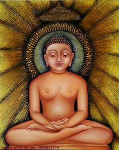 a painting of a buddha sitting in the middle of a room