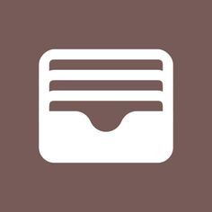 a brown and white icon with a credit card in the bottom right corner, on a brown background